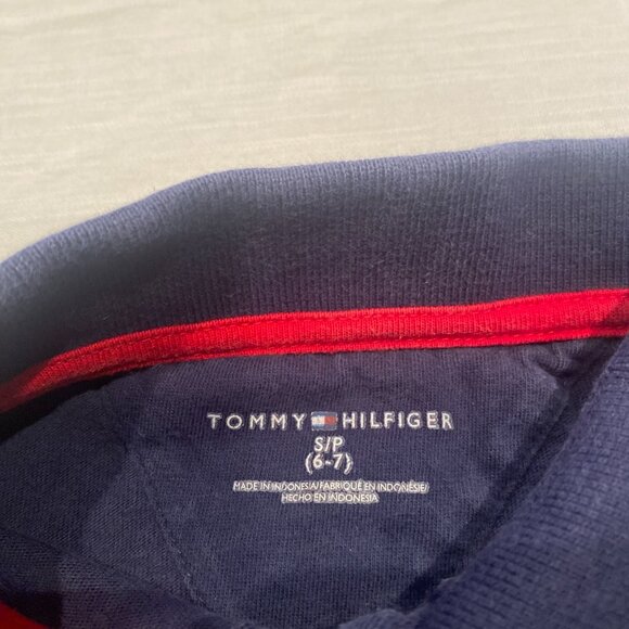 Tommy Hilfiger Boys Small 6-7 Blue Striped Polo Shirt - Picture 4 of 6